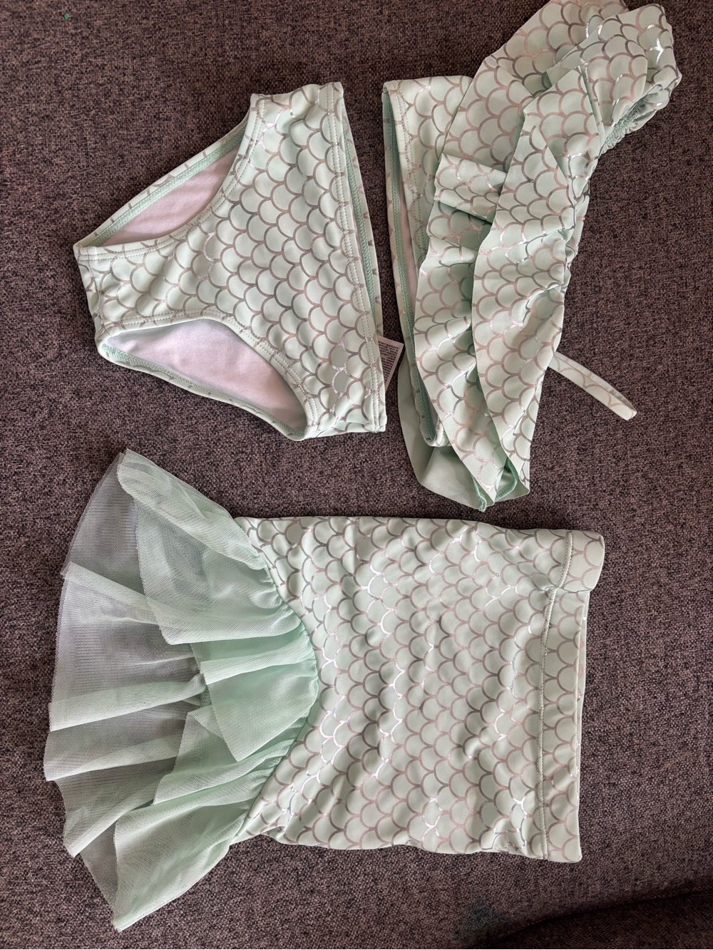 Janie and Jack Mint Mermaid Print Swim Set with Ruffle Skirt